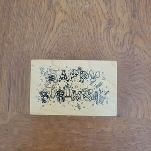 Happy Birthday Wooden Stamp